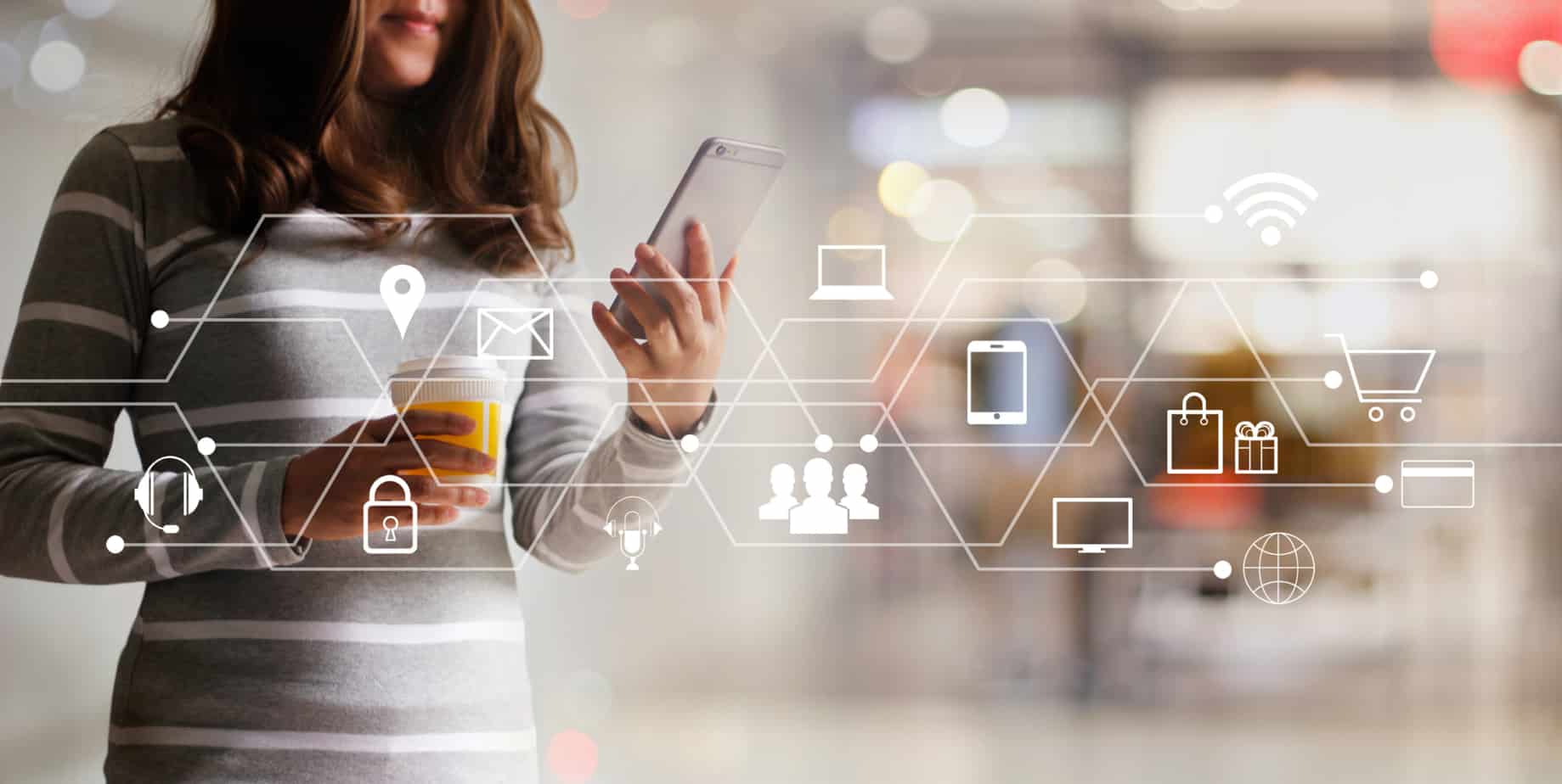 woman using mobile payments online shopping and icon customer network connection digital marketing m banking and omni channel 124448929 woman using mobile payments online shopping and icon customer network connection digital marketing m banking and omni channel 124448929