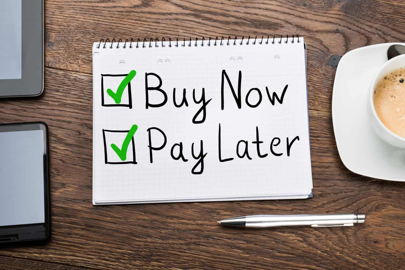 buy now pay later concept in notepad 214001642 buy now pay later