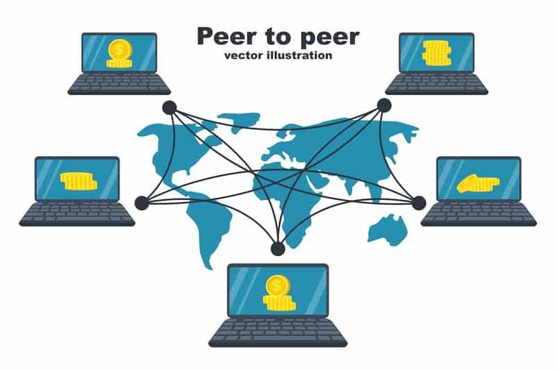 peer to peer concept blockchain technology 212774474