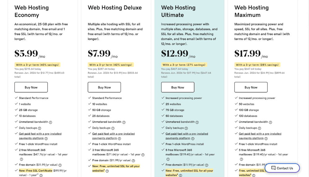 GoDaddy Pricing and Plans