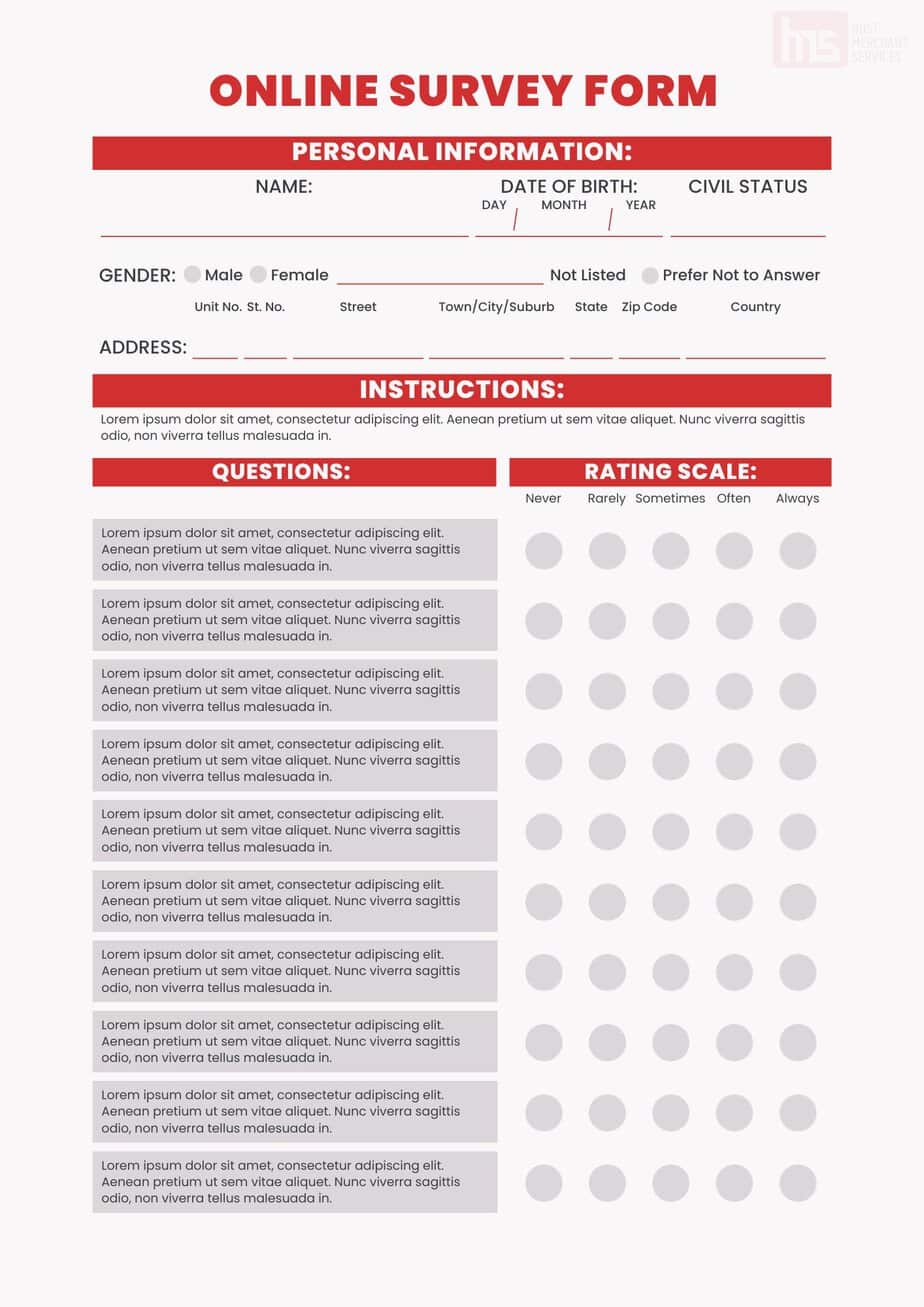 survey form sample survey form sample