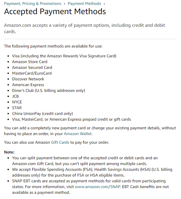 image 11 list of acceptable payment systems on Amazon