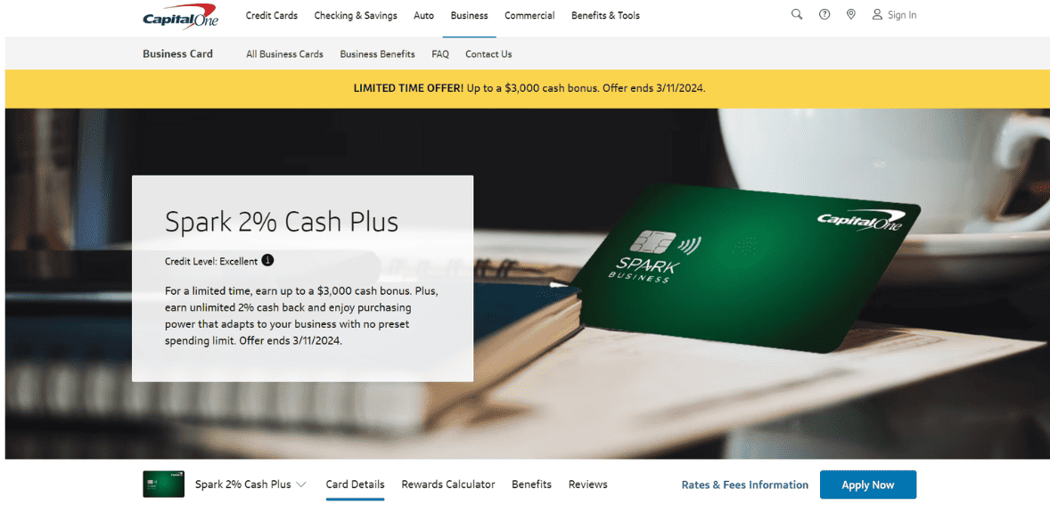 Best Business Credit Cards Capital One Spark Cash Plus Best Business Credit Cards - Capital One Spark Cash Plus