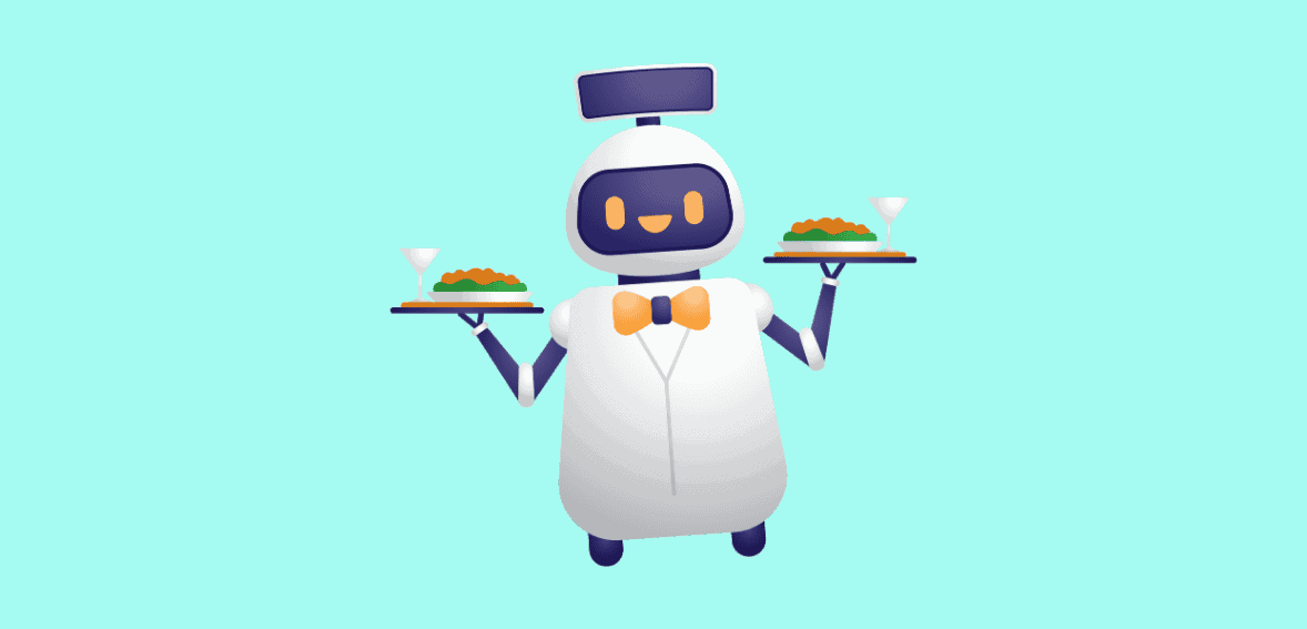 Robot waiter serving food at Host Merchant Services event, showcasing innovative payment solutions.