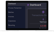Easy-to-use merchant dashboard displaying transaction overview and total balance.