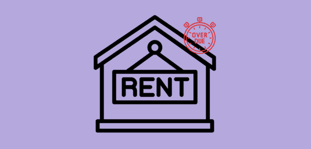 Overdue rent notice illustration for property management and rental payment issues.