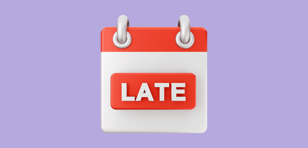 Late payment warning icon for payment processing issues.