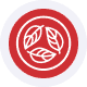 Nutraceuticals icon20 Red circular logo with intertwined leaves representing-host merchant services.