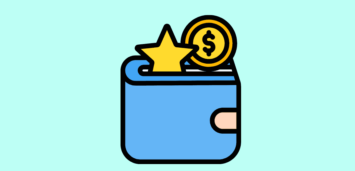 Wallet with star and dollar coin representing Host Merchant Services payment solutions.