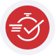 Red circular icon with checkmark and dollar sign representing secure payment verification.
