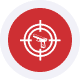 firearms icon7 Red target symbol with a crosshair for precision targeting.