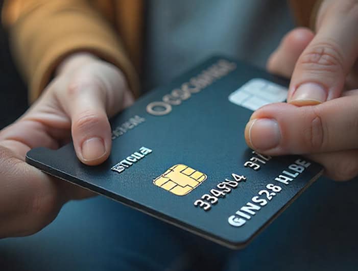 Secure payment with credit card, highlighting Host Merchant Services solutions.