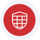 gaming gambling icon13 Red circular icon featuring a white grid and dollar symbol for payment processing.