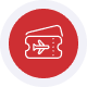 Red credit card processing icon for secure payment solutions.