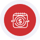 iconn3 Red credit card icon with digital banking elements.