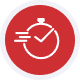 merchant service icon13 Red stopwatch icon representing fast payment processing for merchants.