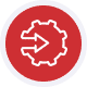 merchant service icon14 Red gear icon representing payment processing solutions for businesses.