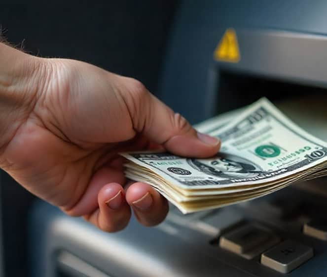Cash withdrawal from ATM machine, banking, money transfer, financial transaction, cash management, banking services, ATM cash access, payment processing, financial services, cash handling, banking technology, ATM card, currency exchange, banking industry, cash dispensing machine.