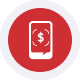 Mobile payment processing app on smartphone screen with dollar sign icon.