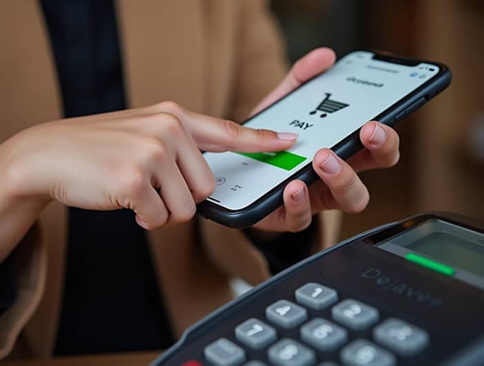 Contactless mobile payment using a smartphone for business transactions.