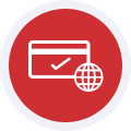 Secure online payment icon with card and globe representing global transactions.