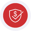 Secure payment processing icon with shield and dollar sign.