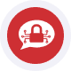 retail merchant icon16 Red credit card payment terminal on white background for secure transactions.