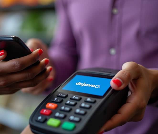 Contactless payment processing with Dejavoo POS terminal for secure merchant transactions.