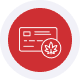 subscription programs icon Red credit card payment icon on digital device screen.