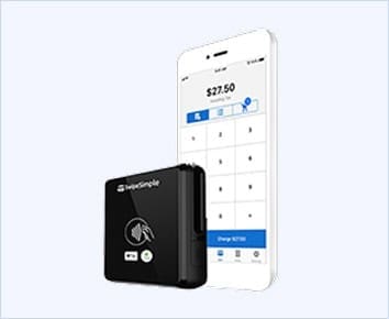 Mobile payment terminal with card reader for secure transactions.