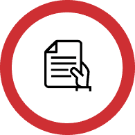 Secure payment processing icon with a document and hand.