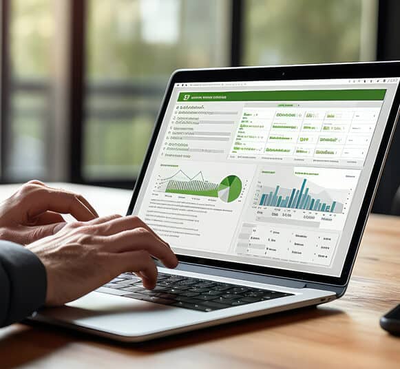 Advanced payment processing dashboard on laptop screen.