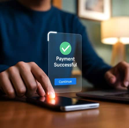 Secure mobile payment confirmation on smartphone touchscreen.