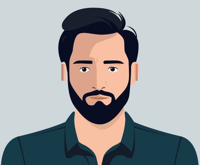 Professional man with a beard, dark hair, and wearing a collared shirt, representing trusted merchant services.