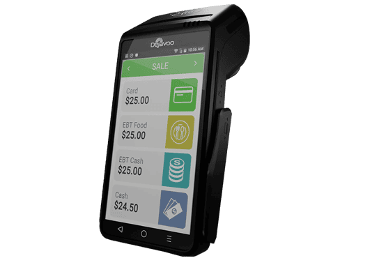 Dejavoo QD2 Portable credit card terminal for business payment processing by Host Merchant Services.