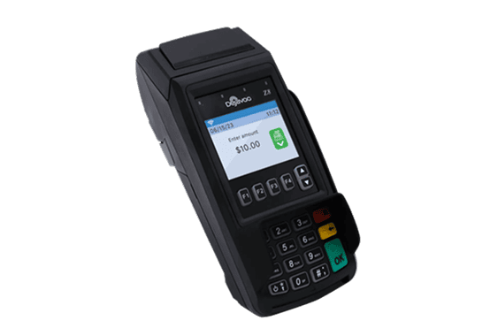 Dejavoo Z8 Portable payment terminal for secure credit card processing at small businesses.