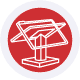 Dual Facing Flip Screen Red host merchant services logo with credit card and shopping cart icon.