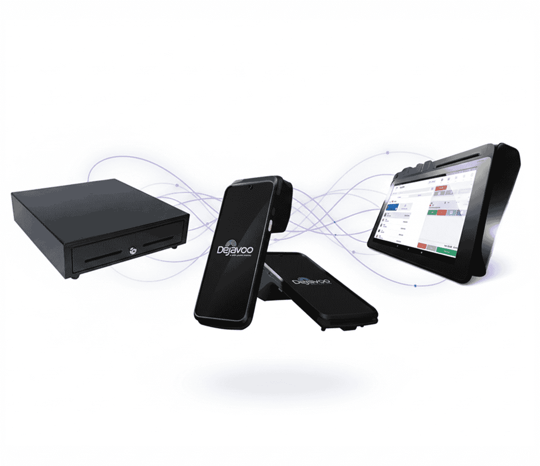 Contactless payment devices for merchant services and transactions.