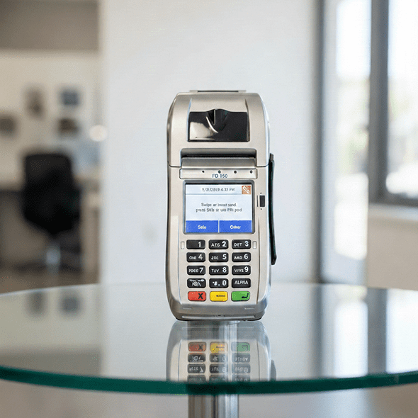 Contactless payment terminal for Host Merchant Services, point of sale solutions.
