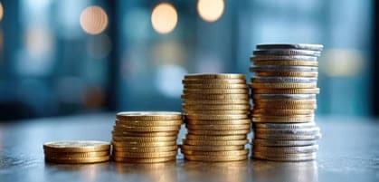 Stacks of coins representing financial growth and payment processing solutions.