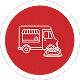 Red and white storefront icon representing merchant services and shopping.
