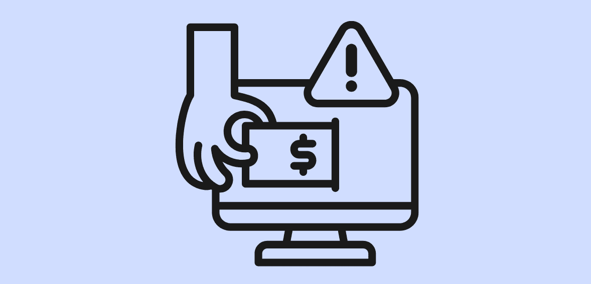 Unauthorized transaction warning digital icon, cyber security issue, online payment alert, fraud alert, Host Merchant Services.