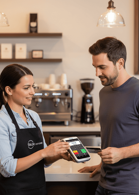 Contactless payment processing solutions for small businesses and cafes.