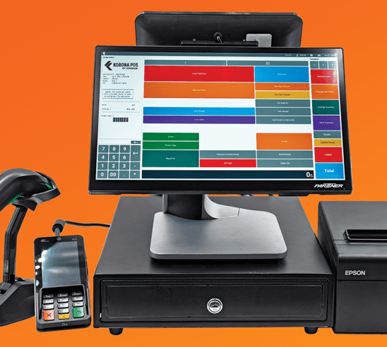 Point of Sale (POS) system with payment processing hardware for retail businesses.