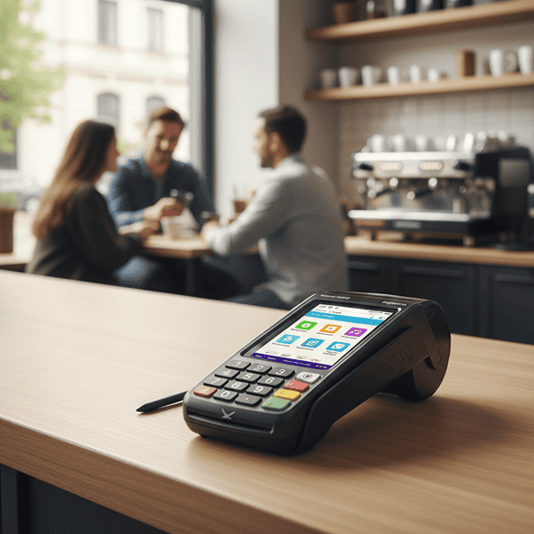 Contactless payment terminal for small business transactions and merchant services.