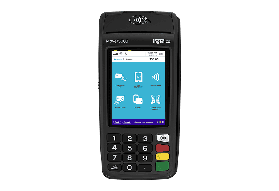 Ingenico Move5000 1 Compact mobile payment terminal for secure card transactions and merchant services.
