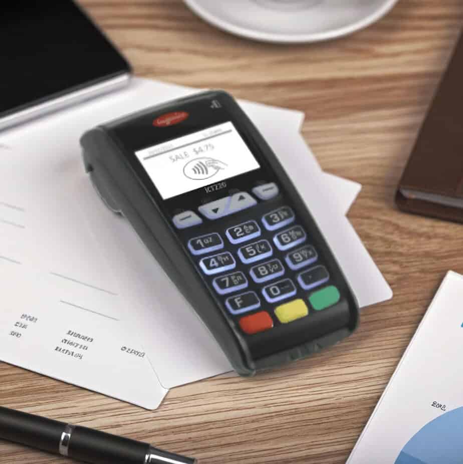 Contactless credit card payment terminal for secure transactions.