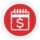 Next Day Funding Red credit card processing icon for secure merchant transactions.
