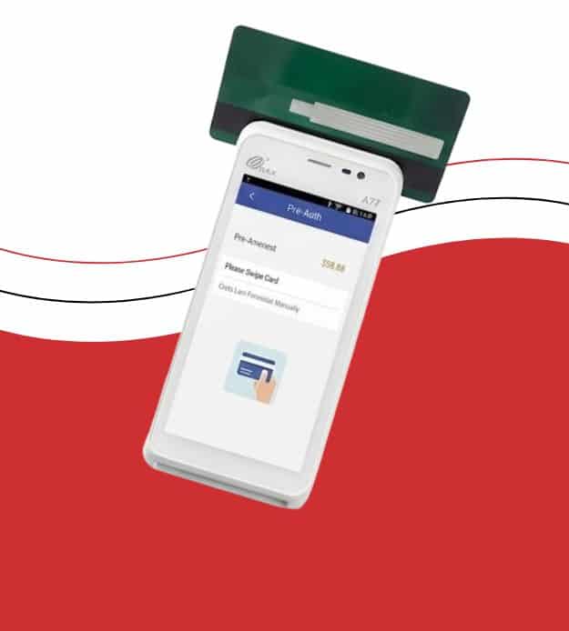 Contactless payment using mobile device and card reader for Host Merchant Services.