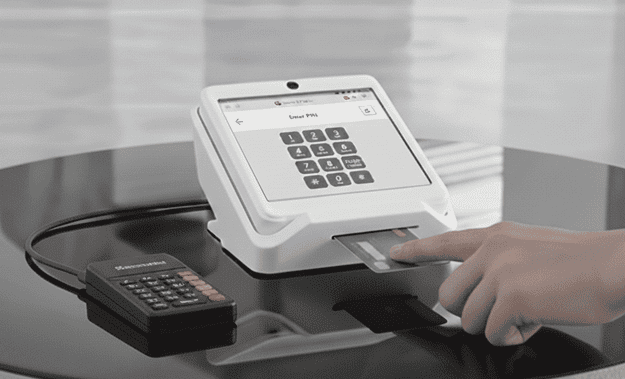 Mobile POS payment terminal for secure card processing and contactless payments.